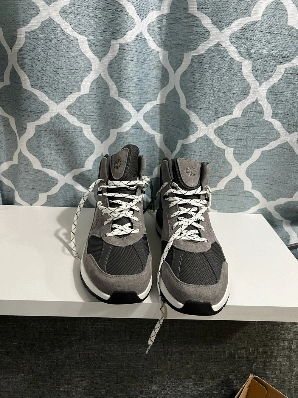 Timberland Men’s Gray and White High-Top Sneakers